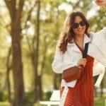 Stylish woman spending time in a spring park